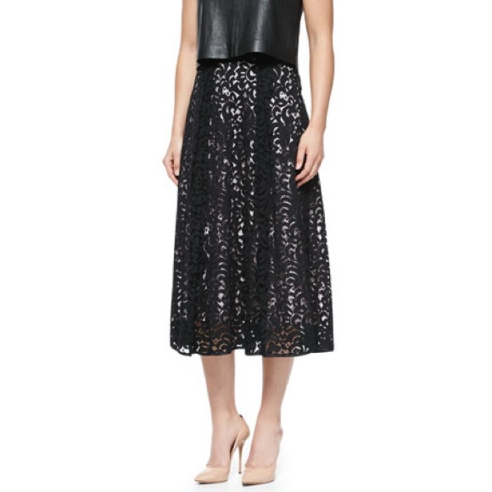 Milly NWOT Size 2 black lace 3/4 tea skirt